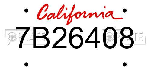 7B26408 California License Plate