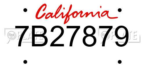 7B27879 California License Plate
