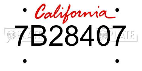 7B28407 California License Plate