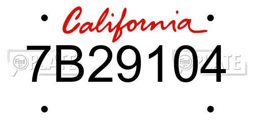 7B29104 California License Plate