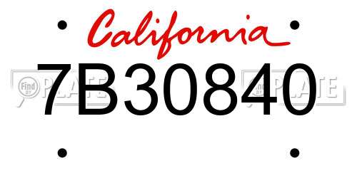 7B30840 California License Plate