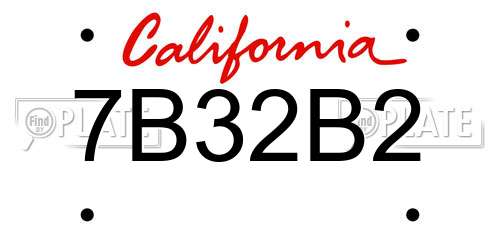 7B32B2 California License Plate