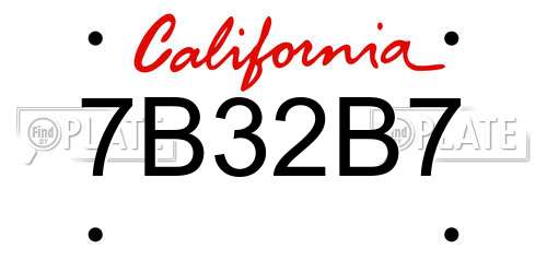 7B32B7 California License Plate