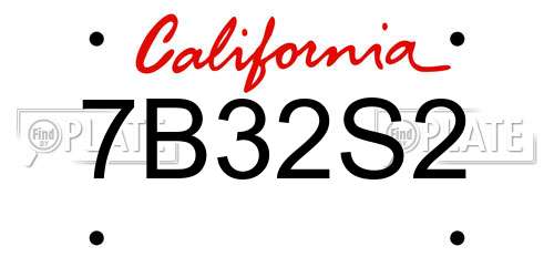 7B32S2 California License Plate