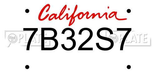 7B32S7 California License Plate