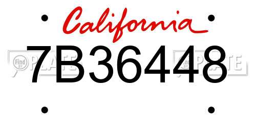 7B36448 California License Plate