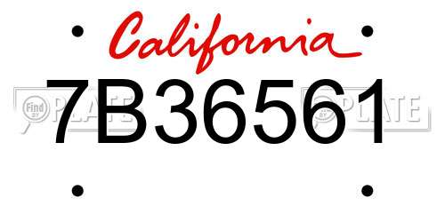 7B36561 California License Plate