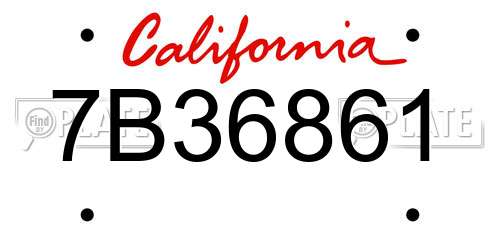 7B36861 California License Plate