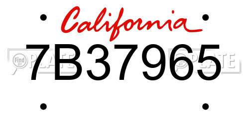 7B37965 California License Plate