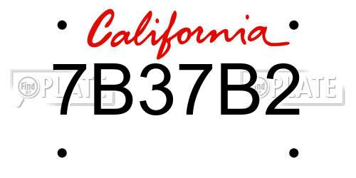7B37B2 California License Plate