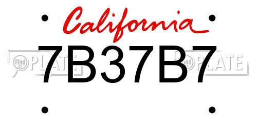 7B37B7 California License Plate