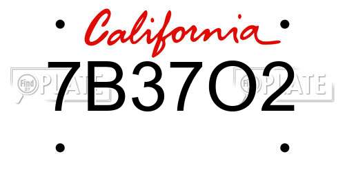 7B37O2 California License Plate