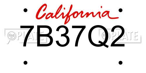 7B37Q2 California License Plate
