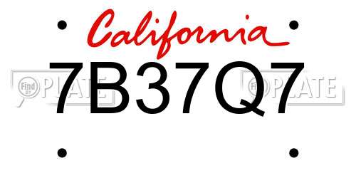 7B37Q7 California License Plate