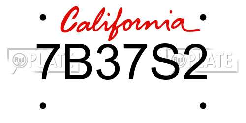 7B37S2 California License Plate