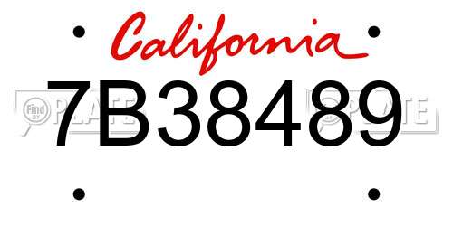 7B38489 California License Plate