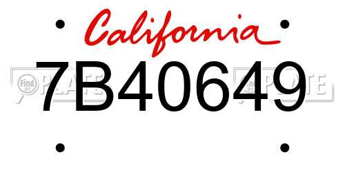 7B40649 California License Plate
