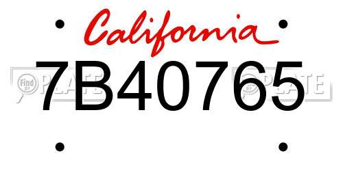 7B40765 California License Plate