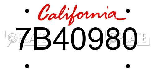 7B40980 California License Plate