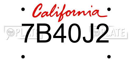 7B40J2 California License Plate