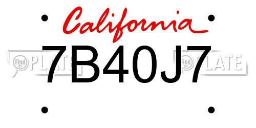 7B40J7 California License Plate