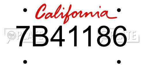 7B41186 California License Plate