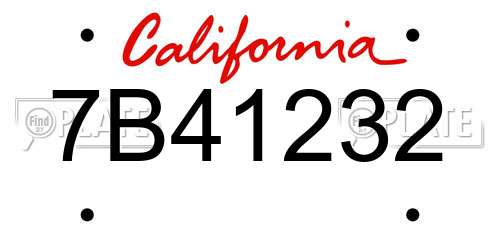 7B41232 California License Plate