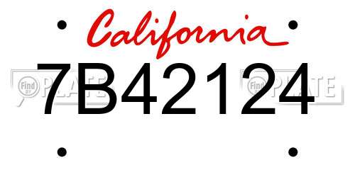 7B42124 California License Plate