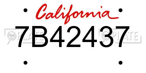 7B42437 California License Plate