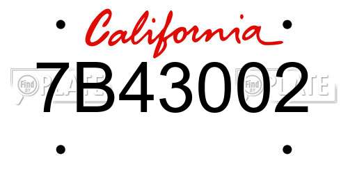 7B43002 California License Plate