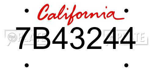 7B43244 California License Plate