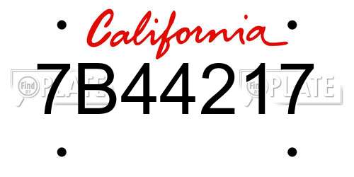 7B44217 California License Plate