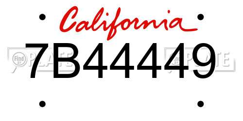 7B44449 California License Plate