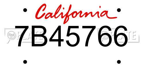 7B45766 California License Plate