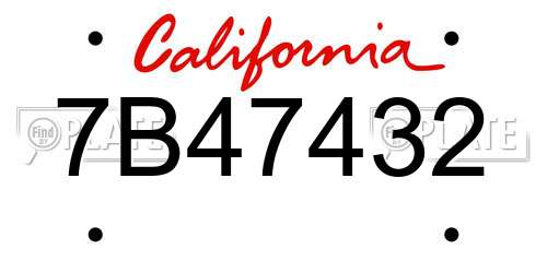 7B47432 California License Plate