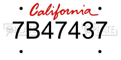 7B47437 California License Plate