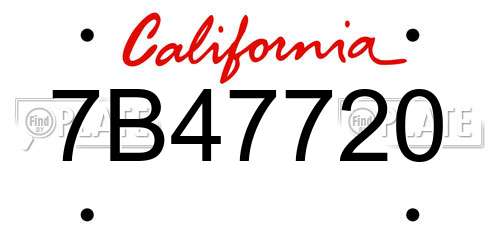 7B47720 California License Plate