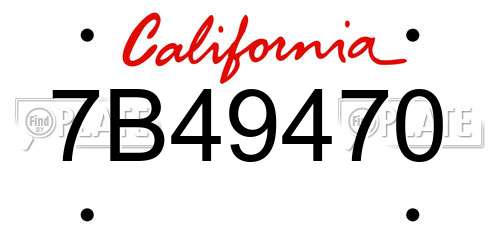 7B49470 California License Plate