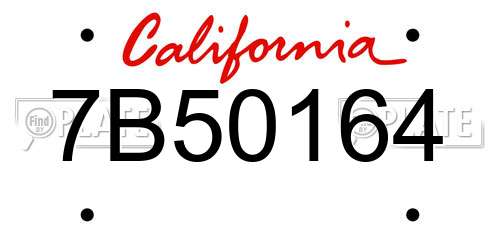 7B50164 California License Plate