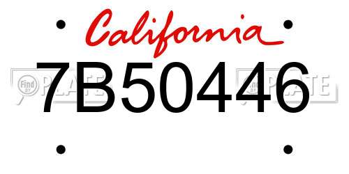 7B50446 California License Plate