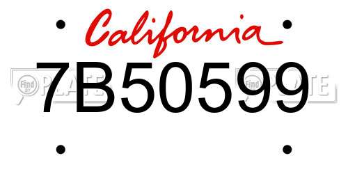 7B50599 California License Plate