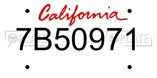 7B50971 California License Plate