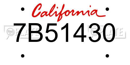 7B51430 California License Plate