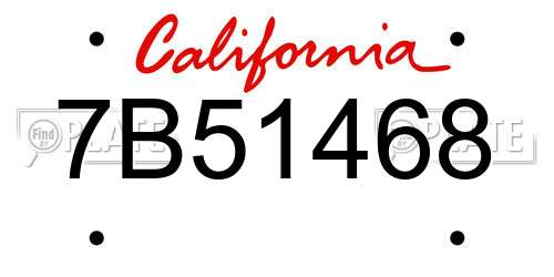 7B51468 California License Plate