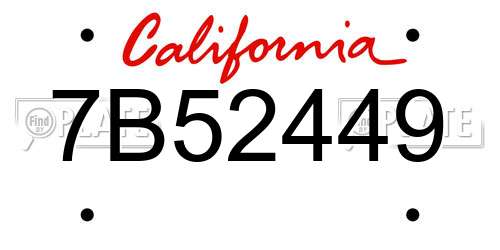 7B52449 California License Plate