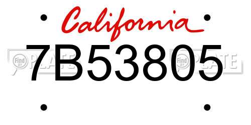 7B53805 California License Plate