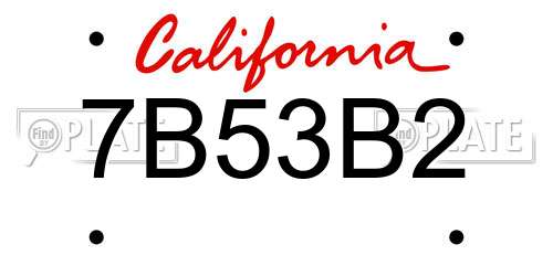 7B53B2 California License Plate