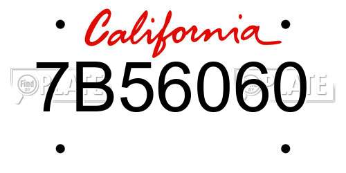7B56060 California License Plate