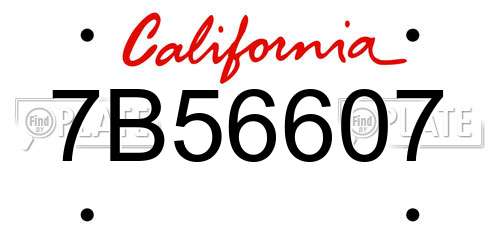 7B56607 California License Plate