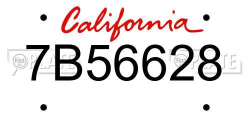 7B56628 California License Plate